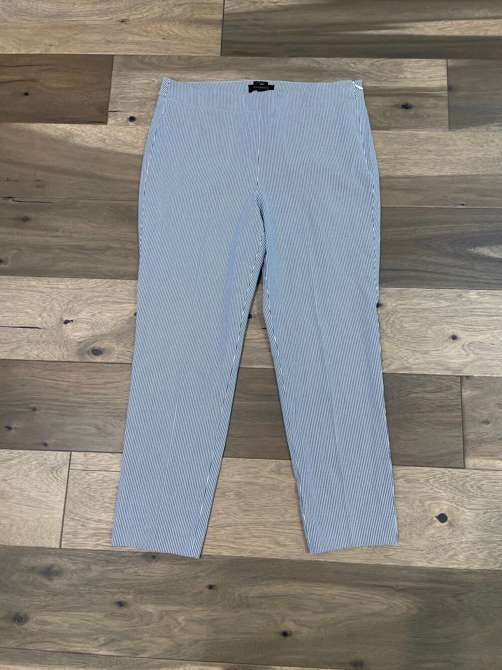 Talbots Chatham Capri Pants White Blue Stripe Size 10